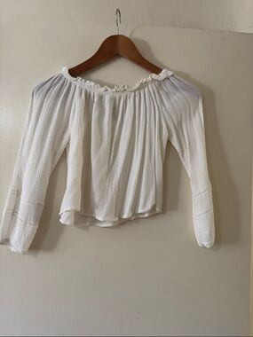 Off-Shoulder White Peasant Blouse with Ruffle Neckline